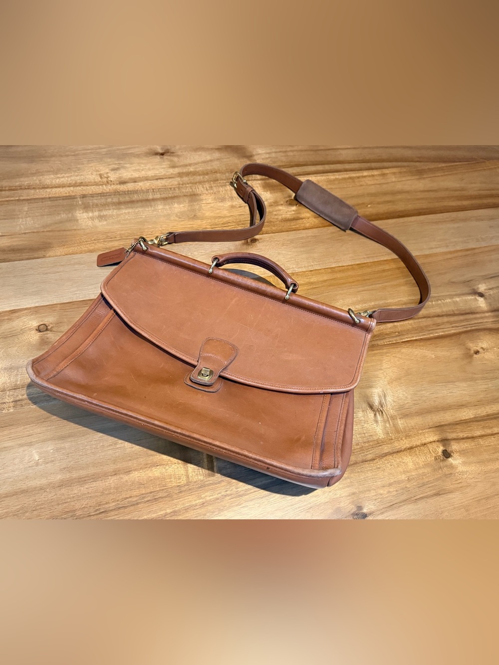 Coach Beekman Briefcase  Large British Tan Vintage Leather Bag 5266 USA